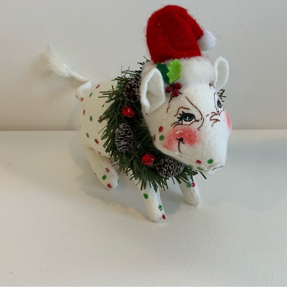 Annalee 2006 Christmas Pig with Santa Hat - Picture 1 of 5